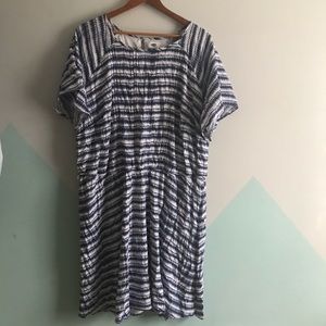 navy blue and white striped dress plus size